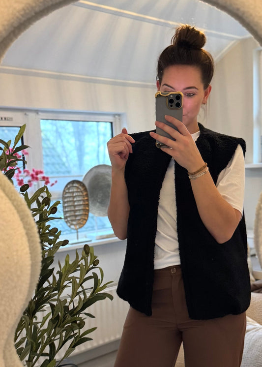 Lia gilet teddy - Zwart