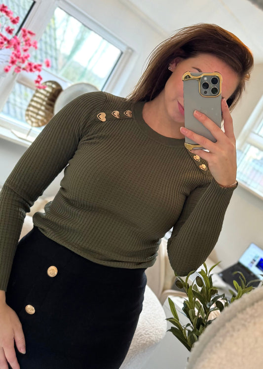 Heart top khaki