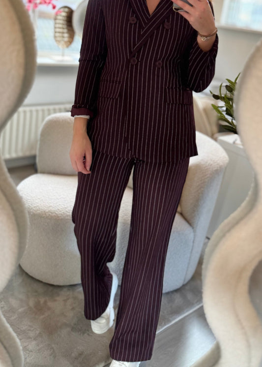 Krijtstreep pantalon Bordeaux